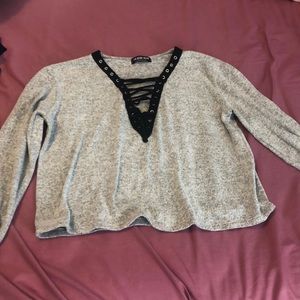Fashion Nova Lace Up Sweater Top